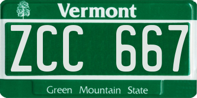VT license plate ZCC667