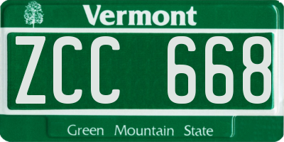 VT license plate ZCC668