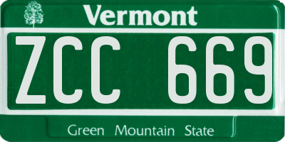 VT license plate ZCC669