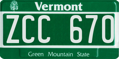 VT license plate ZCC670