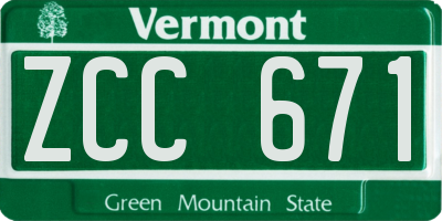 VT license plate ZCC671