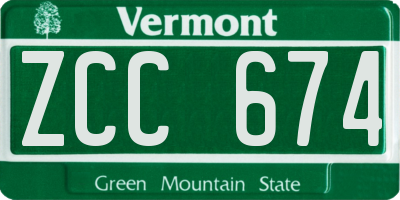 VT license plate ZCC674