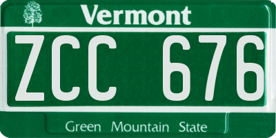 VT license plate ZCC676