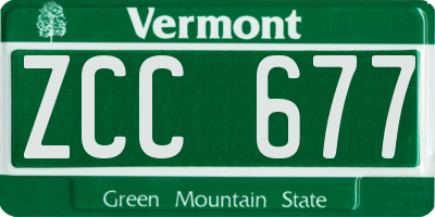 VT license plate ZCC677