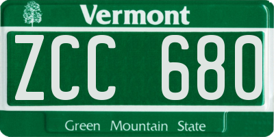 VT license plate ZCC680