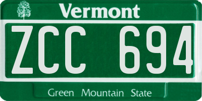 VT license plate ZCC694