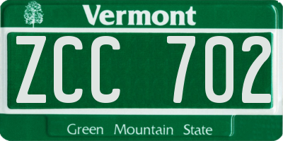 VT license plate ZCC702