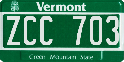 VT license plate ZCC703