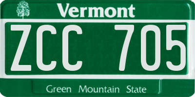 VT license plate ZCC705