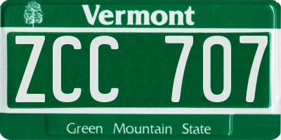VT license plate ZCC707