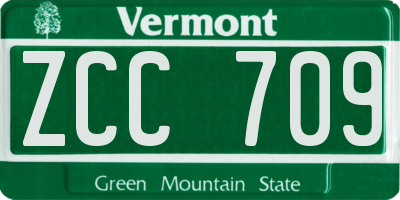 VT license plate ZCC709