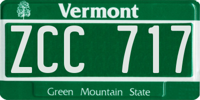 VT license plate ZCC717