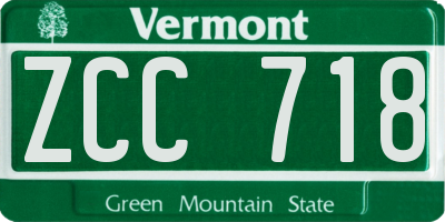 VT license plate ZCC718