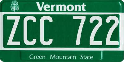 VT license plate ZCC722