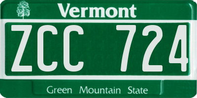 VT license plate ZCC724