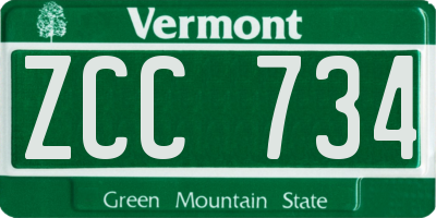 VT license plate ZCC734