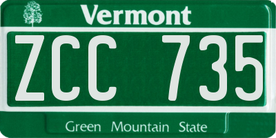 VT license plate ZCC735