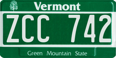 VT license plate ZCC742