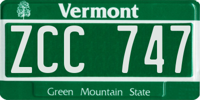 VT license plate ZCC747