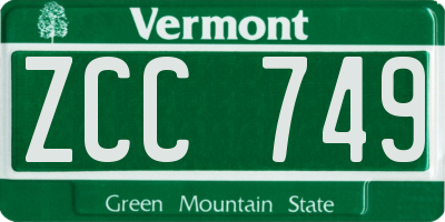 VT license plate ZCC749