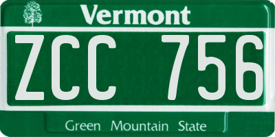 VT license plate ZCC756