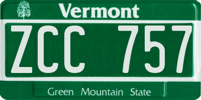 VT license plate ZCC757