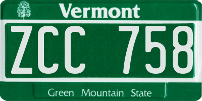 VT license plate ZCC758