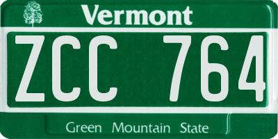 VT license plate ZCC764