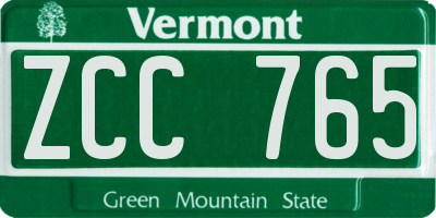 VT license plate ZCC765