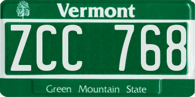 VT license plate ZCC768