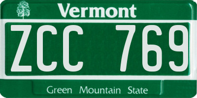 VT license plate ZCC769