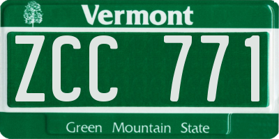 VT license plate ZCC771