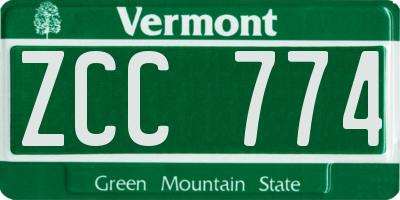 VT license plate ZCC774
