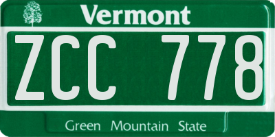 VT license plate ZCC778