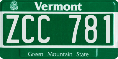 VT license plate ZCC781