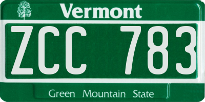 VT license plate ZCC783