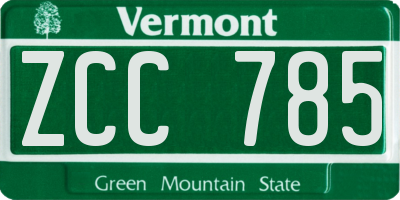 VT license plate ZCC785