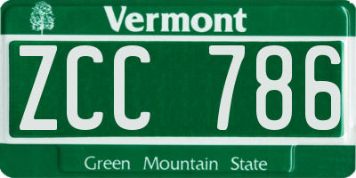 VT license plate ZCC786