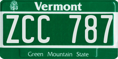 VT license plate ZCC787