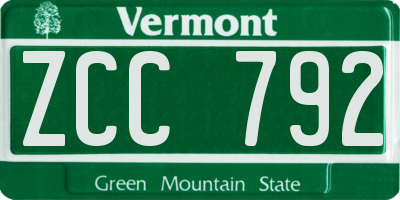 VT license plate ZCC792