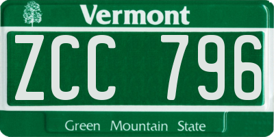 VT license plate ZCC796