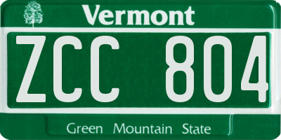 VT license plate ZCC804