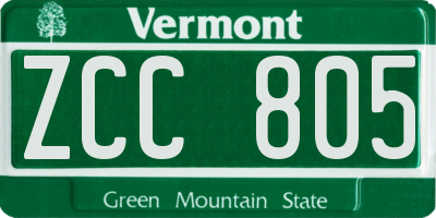 VT license plate ZCC805