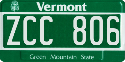 VT license plate ZCC806
