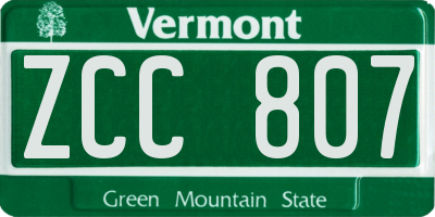 VT license plate ZCC807