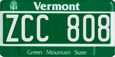 VT license plate ZCC808