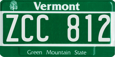 VT license plate ZCC812