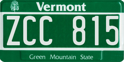 VT license plate ZCC815