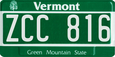 VT license plate ZCC816