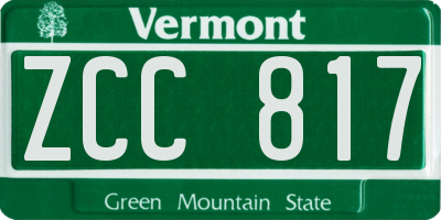 VT license plate ZCC817